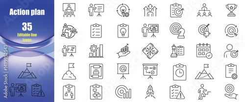  Action plain icons set vector