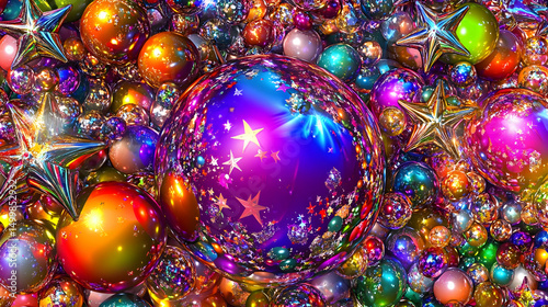 Colorful Christmas Ornaments Background Design