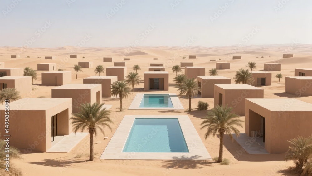 Fototapeta premium Modern Desert Architecture with Swimming Pools