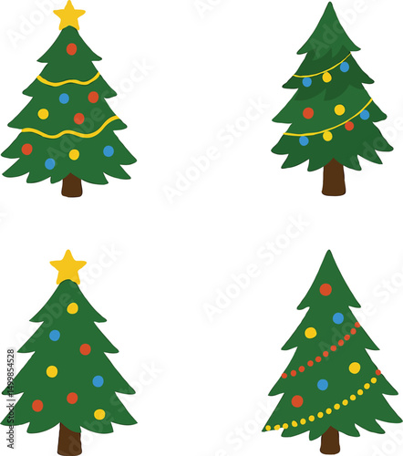 set of christmas trees vector