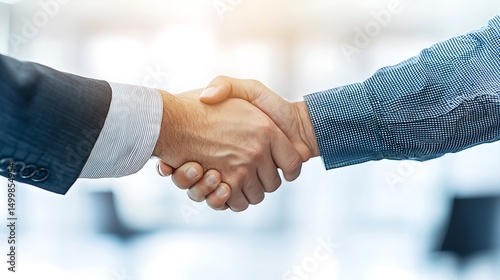 Corporate handshake between executives in modern office setting business environment professional interaction photo