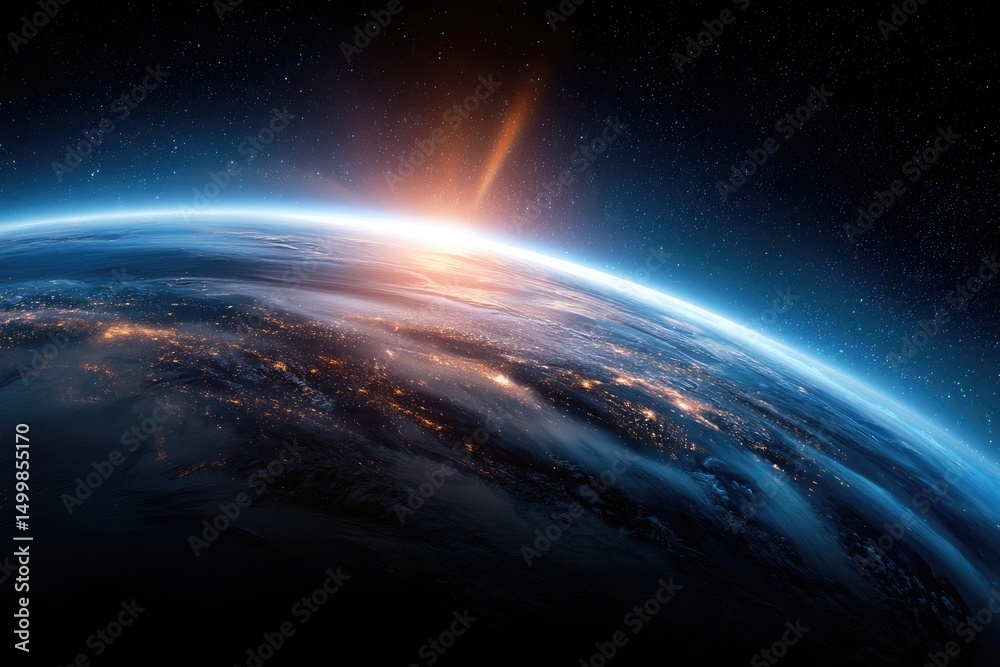 Fototapeta premium Earth rising, a view from space.