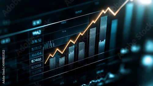 Corporate financial growth presentation board office infographic business environment close-up view investment trends