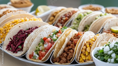 Deliciously Plated Tacos with Fresh Ingredients and Vibrant Colorful Garnishes