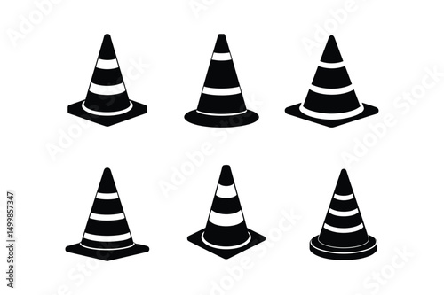 Traffic cone silhouette vector bundle  illustration, Traffic cone silhouette 