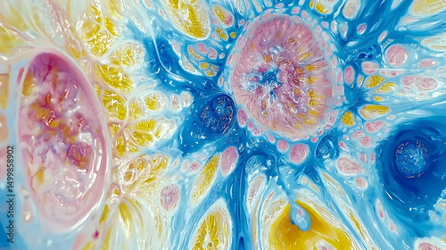 Abstract Fluid Paint Art With Vibrant Colors