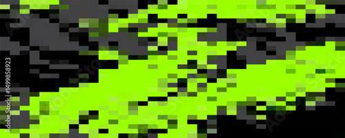Fading green pixel pattern. Abstract pixels disintegrate pattern, geometric mosaic shape background