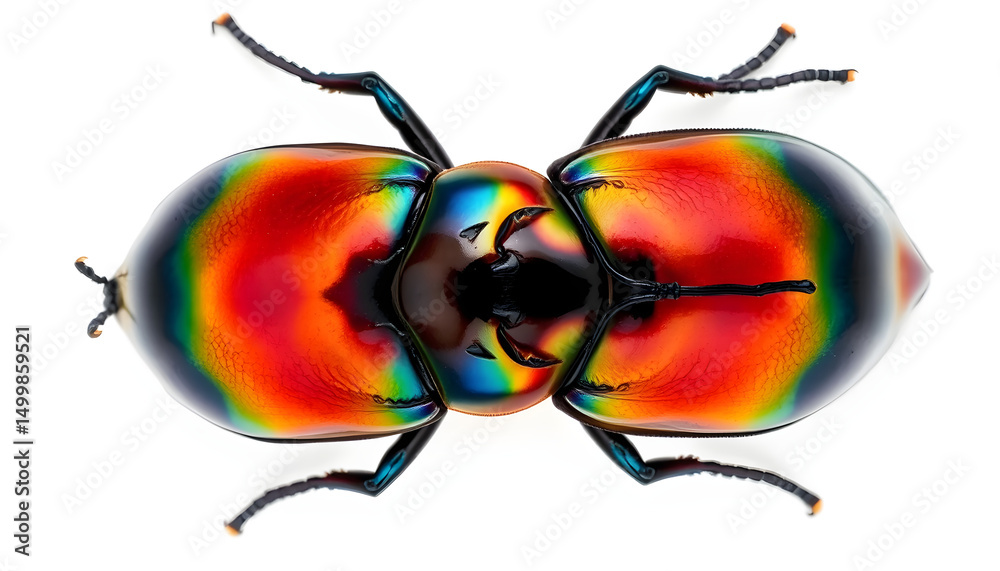 Fototapeta premium Vibrant beetle macro photography studio insect close-up top view nature beauty