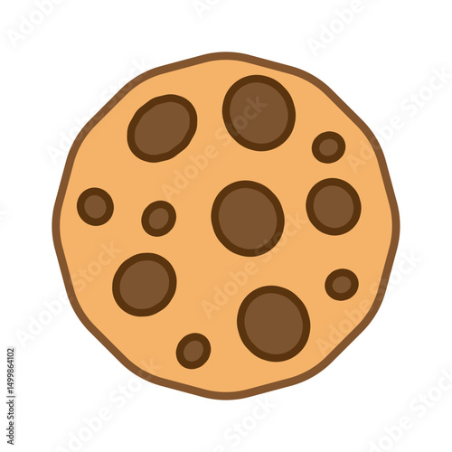 Chocolate Cookie biscuit icon. Delicious cookie - simple flat style. Bite of dessert, bread crumbs, chocolate sweetness. Eaten cookies symbol. Vector illustration isolated on white background EPS 10