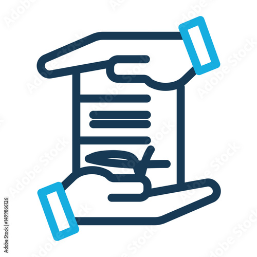 An icon illustrating a business agreement or partnership. Ideal for themes like cooperation, contract signing, mutual investment, and business deals. (Color Outline Style)