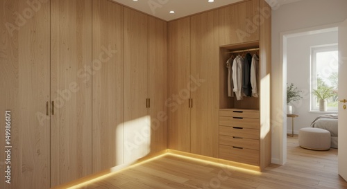 Modern Dressing Room with Natural Light and Wardrobes