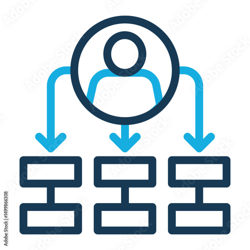 An icon representing business organization and structured teams. Ideal for management, company structure, networking, and strategic alignment. (Color Outline Style)
