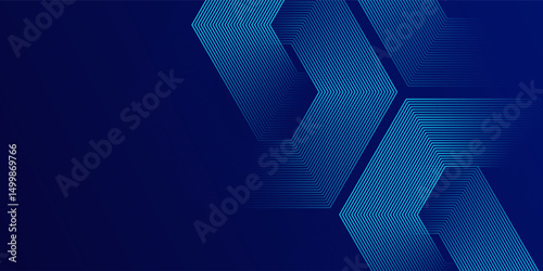 Dark blue background with hexagon geometric lines pattern. Abstract shiny hexagon lines. Futuristic technology concept