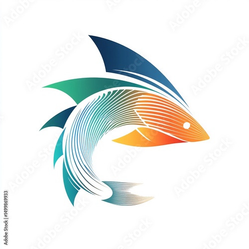 Abstract marine life: creative design of a fish with artistic line patterns