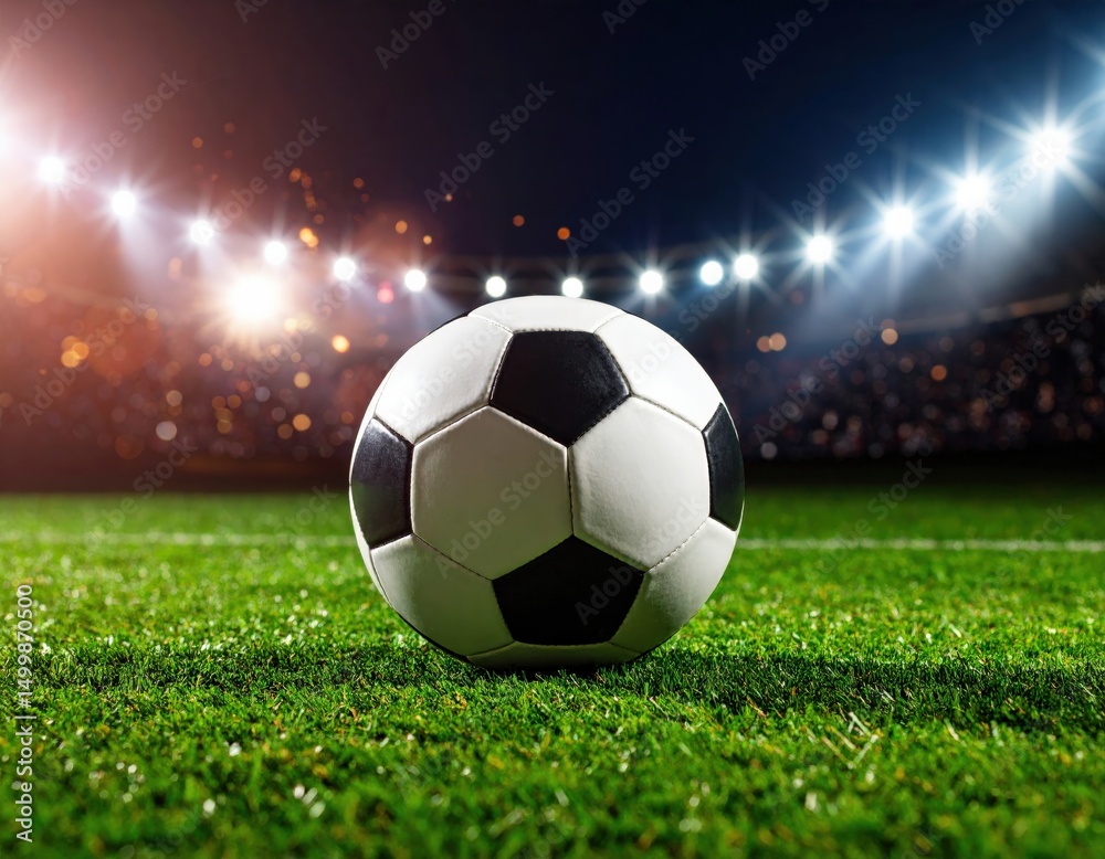 Obraz premium Exciting soccer match action at night in stadium capturing thrilling moments on the field