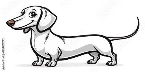 Cartoon White Dachshund Cha...