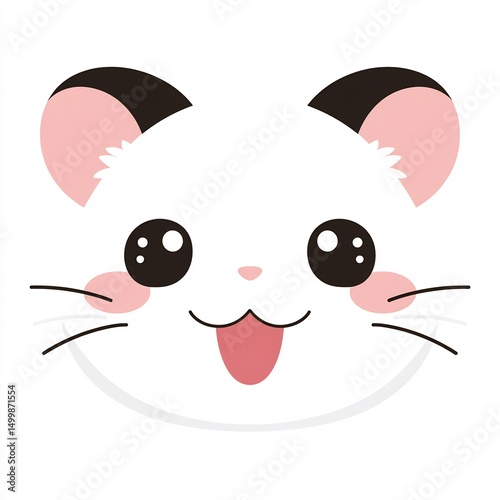 Cute Hamster Cartoon Character with Tongue Out in Simple Vector Illustration