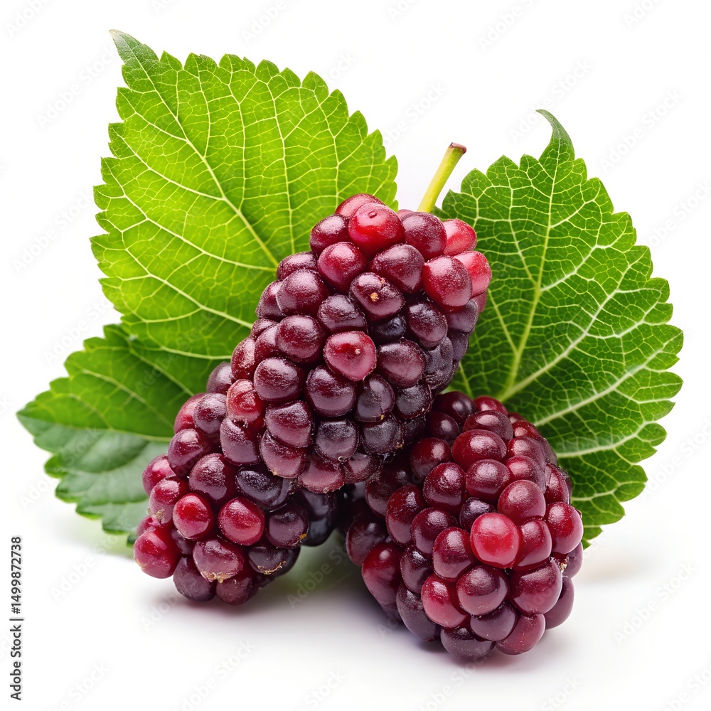 Fototapeta premium Studio Shot of a Fresh Mulberry on a Solid White Background Photo