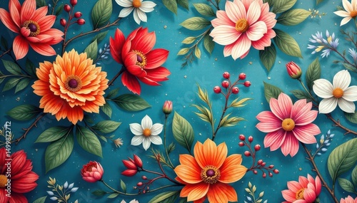 Subtle floral print, continuous botanical motif on fabric, seamless, botanical