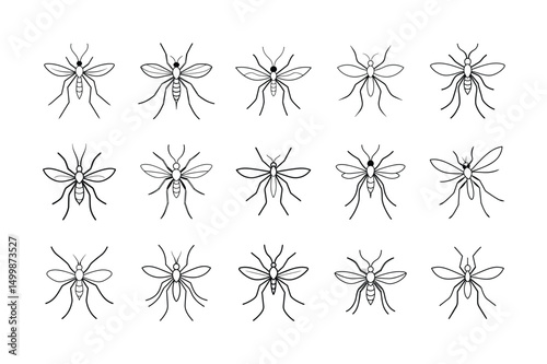 Mosquito line art vector bundle, Mosquito line art 
