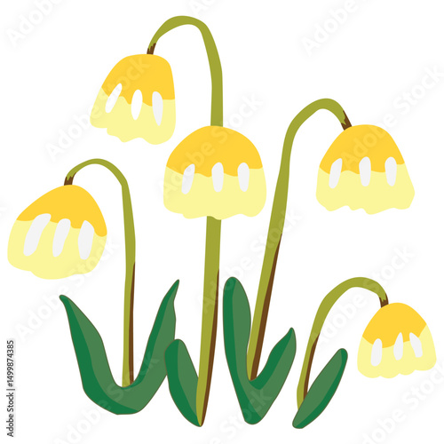 Illustration of Yellow Bell Flowers cartoon