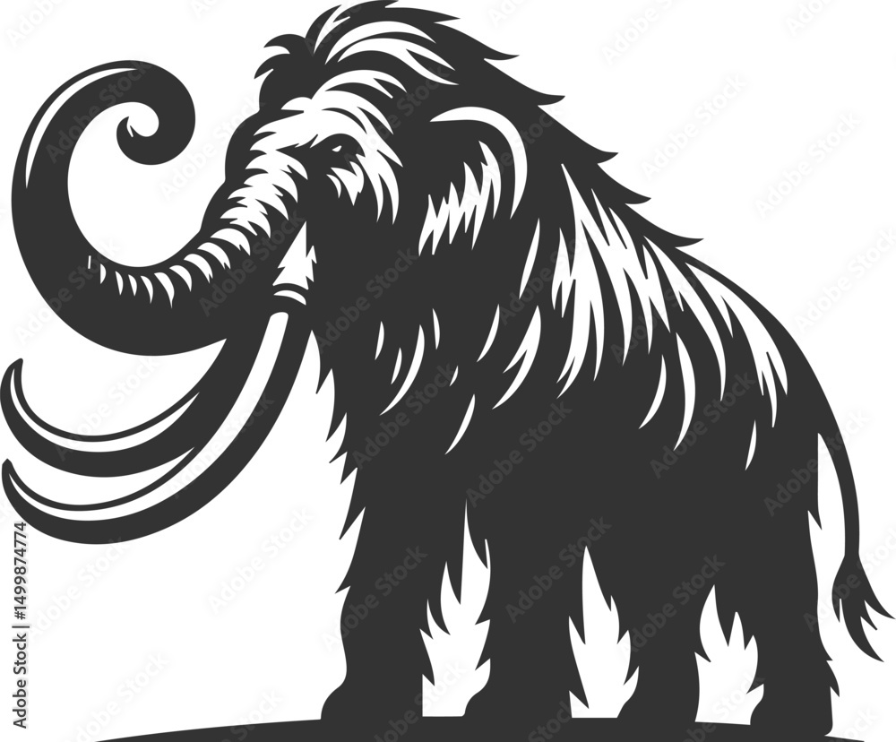 Fototapeta premium Wild animal mammoth vector silhouette