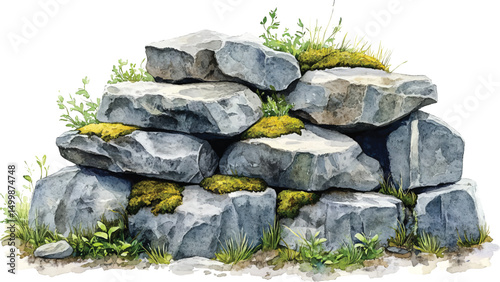  Fantasy Landscape Stone Rocks with Grass