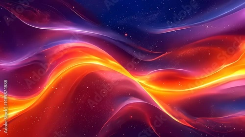 Abstract Nebula Background with Flowing Energy Waves and Starry Particles, space theme