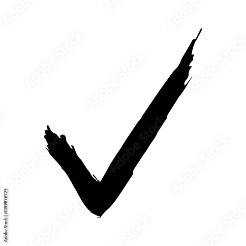 Brush drawn black tick icon. Check mark. Symbol. Vector.