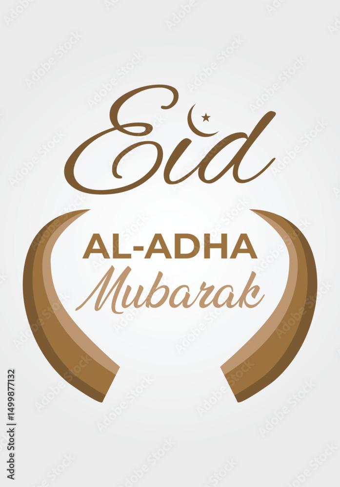 Fototapeta premium Minimal Gold and White Eid AlAdha Mubarak Vector Design