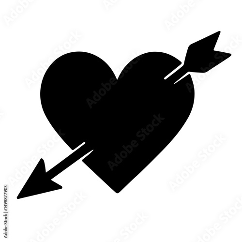 Heart with Arrow – Love Silhouette Vector Design

