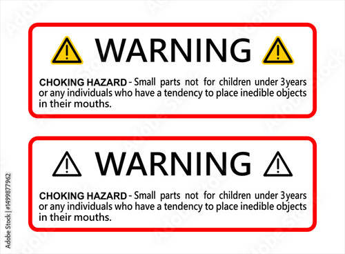 Warning: choking hazard vector design.