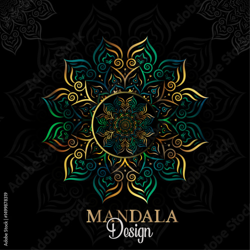  Mandala design template with abstract floral lace  ornate round pattern and vintage decorative elements