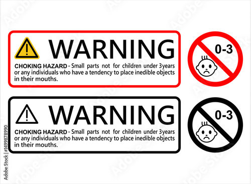 Warning: choking hazard vector design.