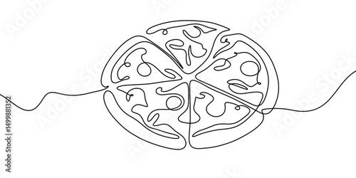 Illustration pizza vector slice icon cheese food hand drawn background sketch. Continuous line pizza set isolated pizzeria outline symbol doodle italy menu eat piece art design logo italian white flat
