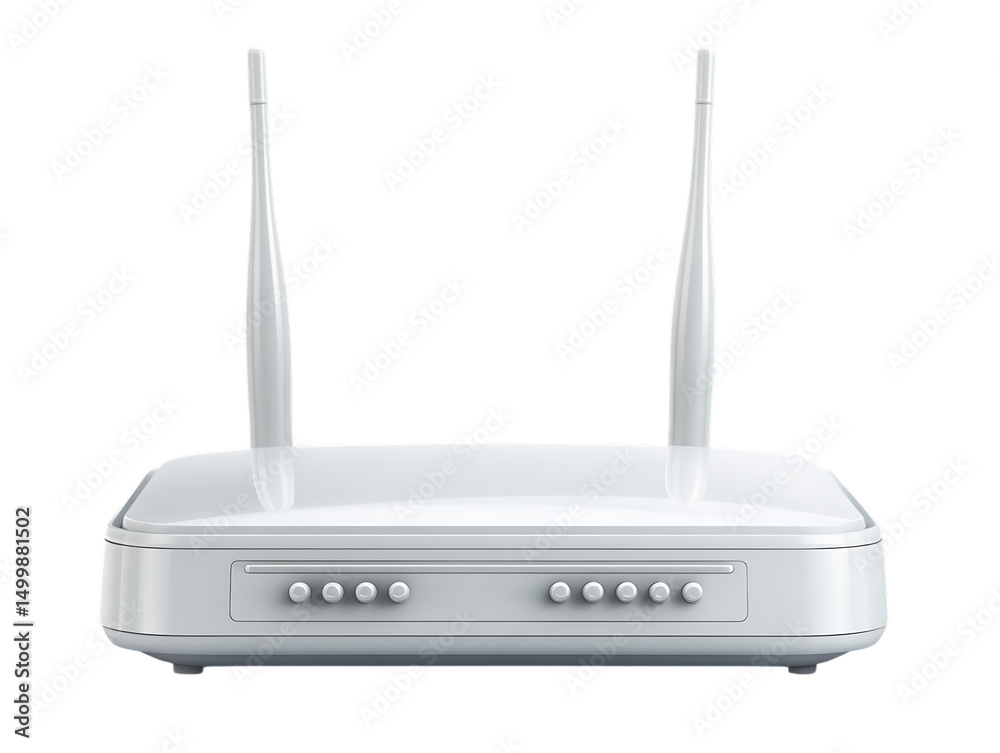 Obraz premium White wireless internet router with antennas