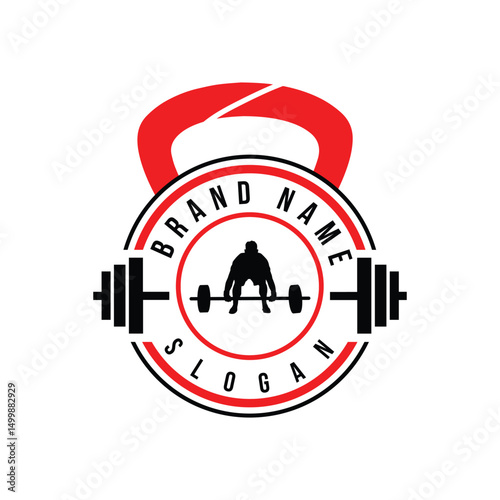Dead lift and kettlebell gym logo vector