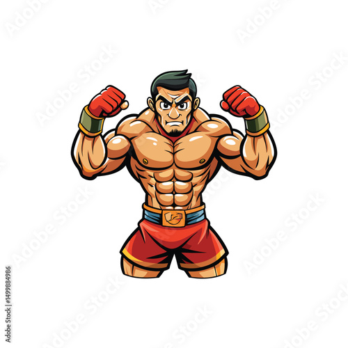 Boxer in Orthodox Fighting Stance  Vector Illustration Design on White Background