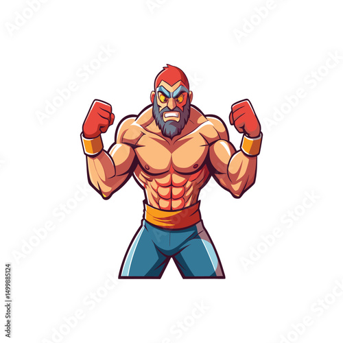 Boxer in Orthodox Fighting Stance  Vector Illustration Design on White Background