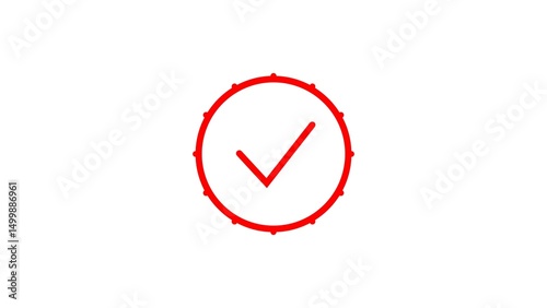 Download text icon red color 4k illustration. White background Check mark 4k illustration.