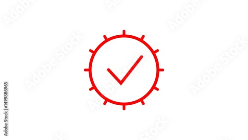 Download text icon red color 4k illustration. White background Check mark 4k illustration.