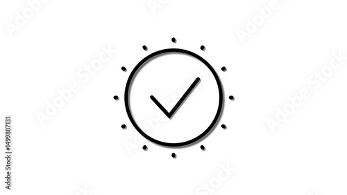 Check mark text icon black color 4k illustration. White background Check mark 4k illustration.