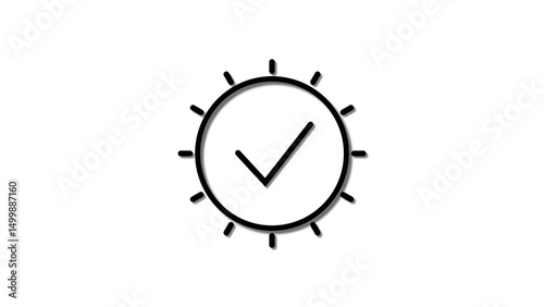 Check mark text icon black color 4k illustration. White background Check mark 4k illustration.