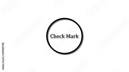 Check mark text icon black color 4k illustration. White background Check mark 4k illustration.