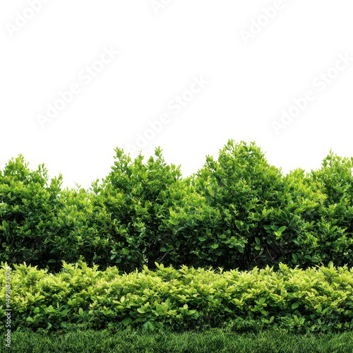 Green bushes and grass isolated on transparent background