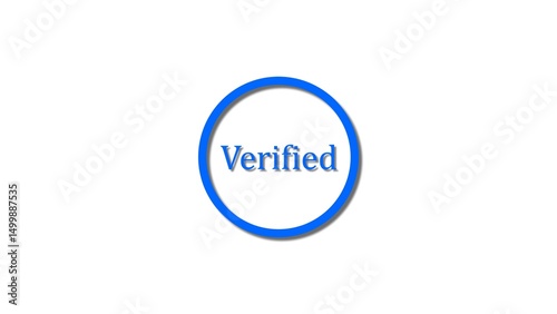 Registered text logo icon royal blue color 4k illustration. White background Check mark 4k illustration.