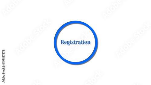 Registered text logo icon royal blue color 4k illustration. White background Check mark 4k illustration.