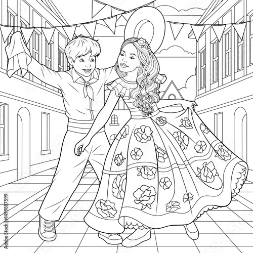 Vector illustration, Mexican Children's Day, coloring