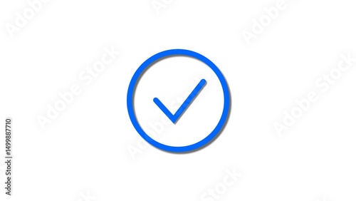 Registered text logo icon royal blue color 4k illustration. White background Check mark 4k illustration.