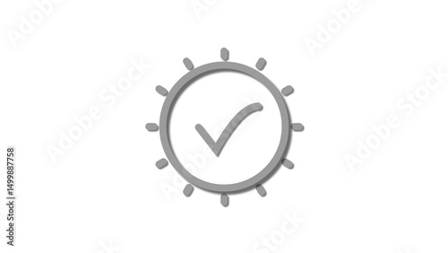 Done text icon gray color 4k illustration. White background 4k video Check mark 4k illustration.